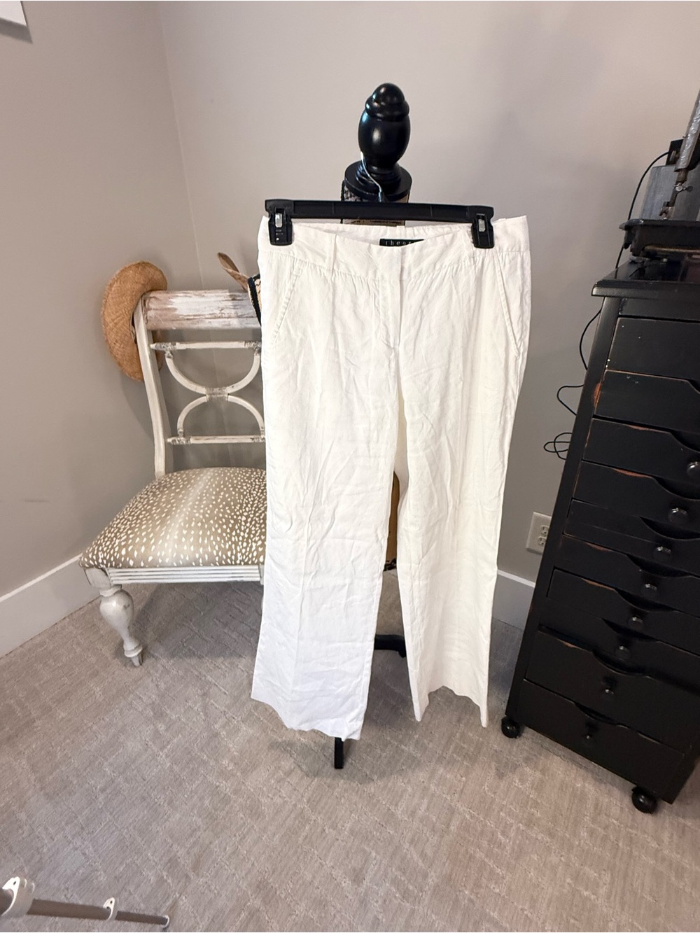Theory Women's Wide-Leg Pants in Ivory - Picture 3 of 6